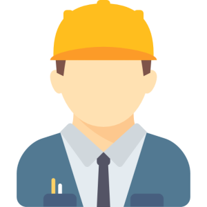 Ícone ilustrativo de engenheiro usando capacete amarelo.